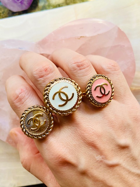 Classic CC Button Rings - Pink, Gold, Black or White