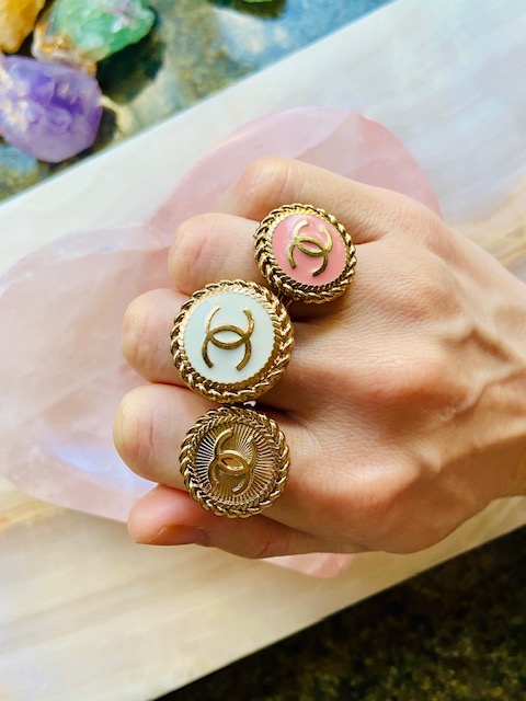 Classic CC Button Rings - Pink, Gold, Black or White