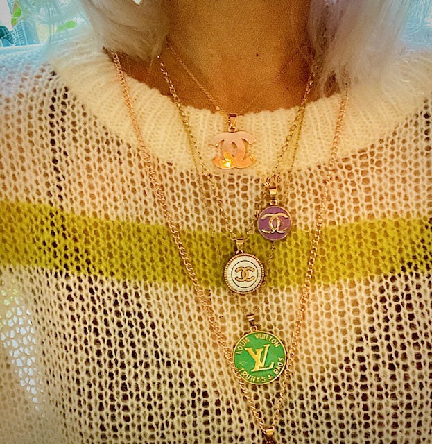 LV Multicolor Trunk Button Necklaces