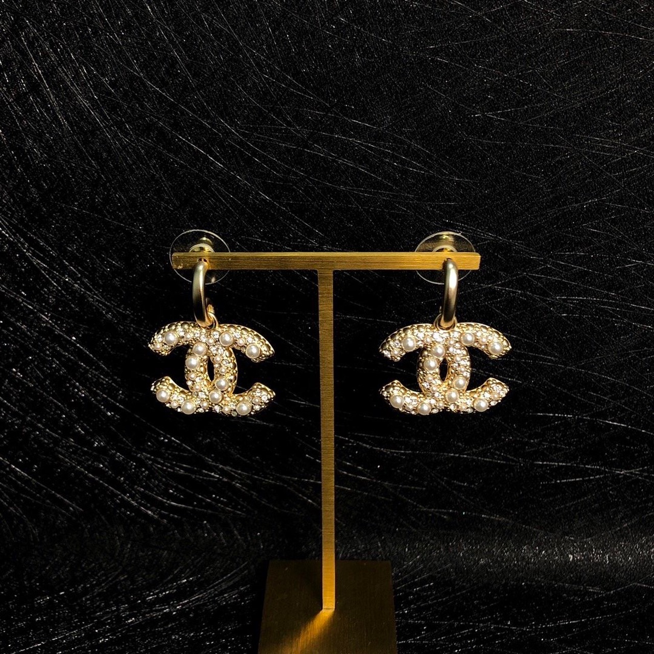 chanel pearl earrings drop gold