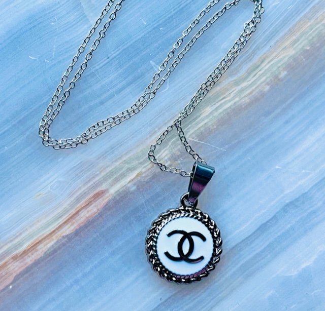 Classic CC Button Necklaces -Pink or Blue