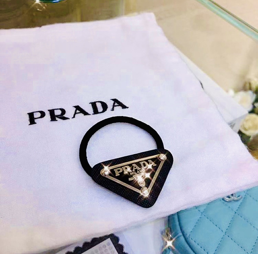 Prada: Black Logo Hair Clips