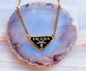 Mother of Pearl LV Button Necklace - Designer Button Jewelry