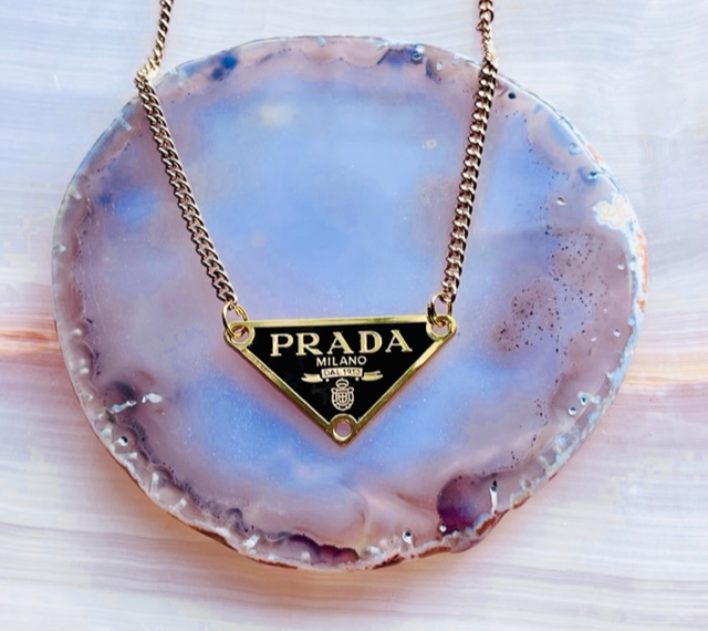Repurposed Vintage Prada silver charm necklace | Revive Luxe Jewelry