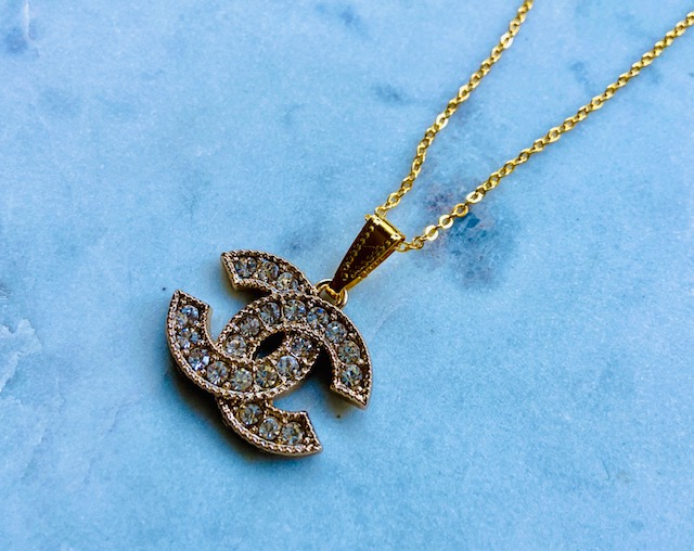 CHANEL, Jewelry, Authentic Cc Logo Diamond Pendant Necklace