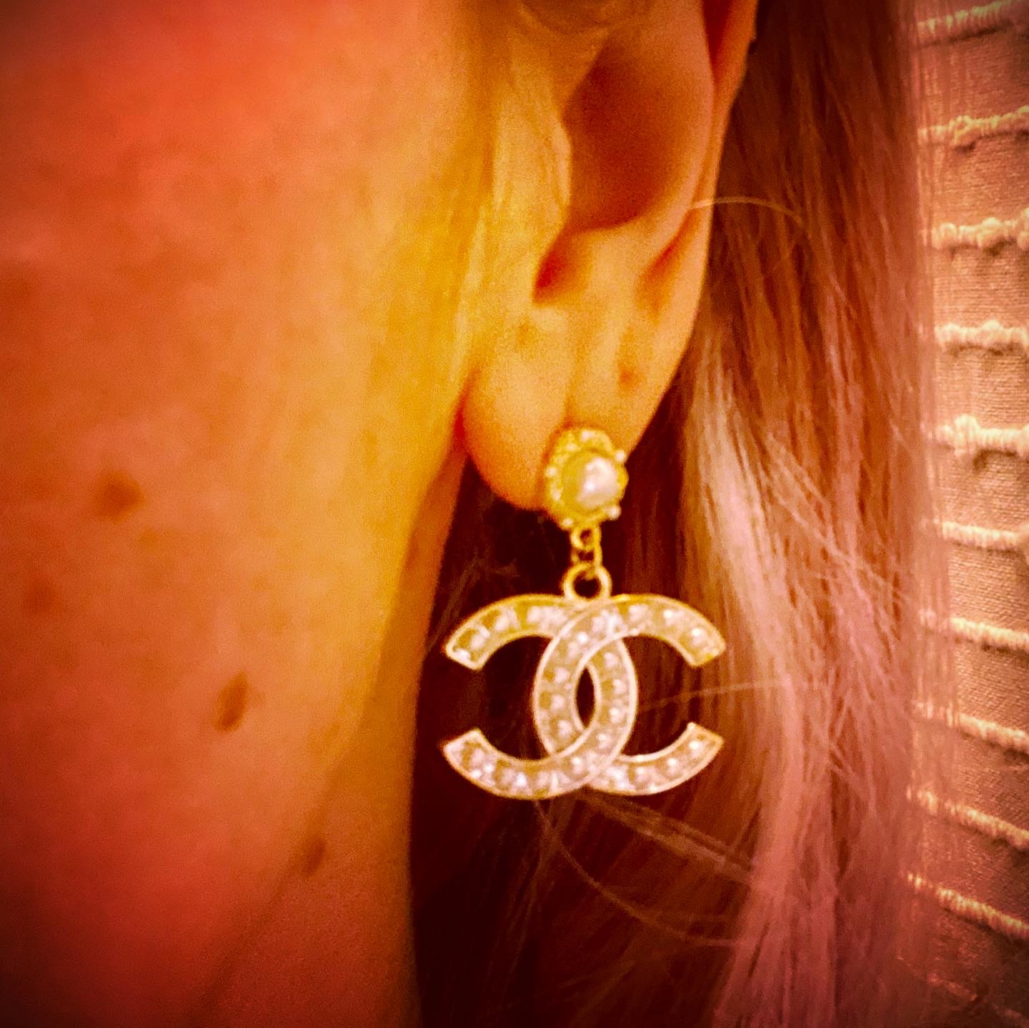 authentic chanel cc earrings