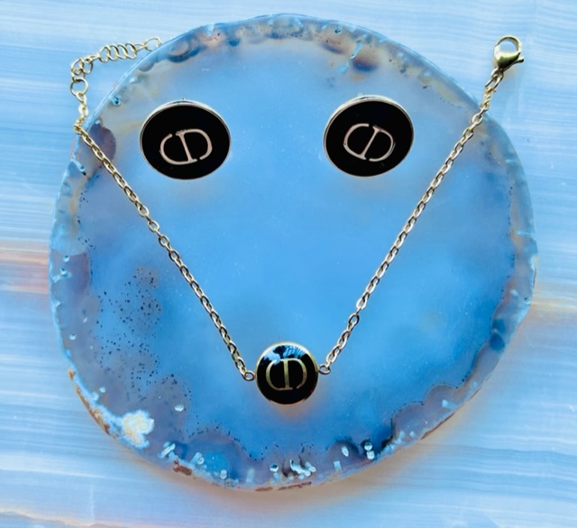 Classic CC Button Necklaces -Pink or Blue - Designer Button Jewelry